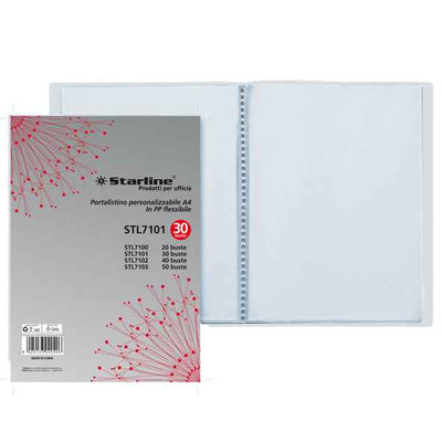 Portalistini personalizzabile - PP - 22 x 30 cm - 30 buste - trasparente - Starline