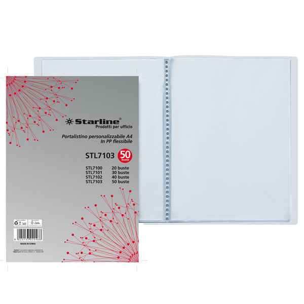 Portalistini personalizzabile - PP - 22 x 30 cm - 50 buste - trasparente - Starline