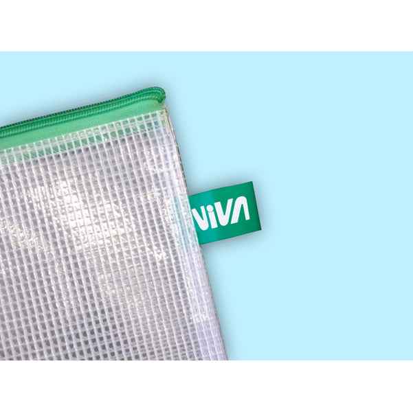 Busta a rete con cerniera gialla - PVC - 20 x 25 cm - trasparente - Starline.