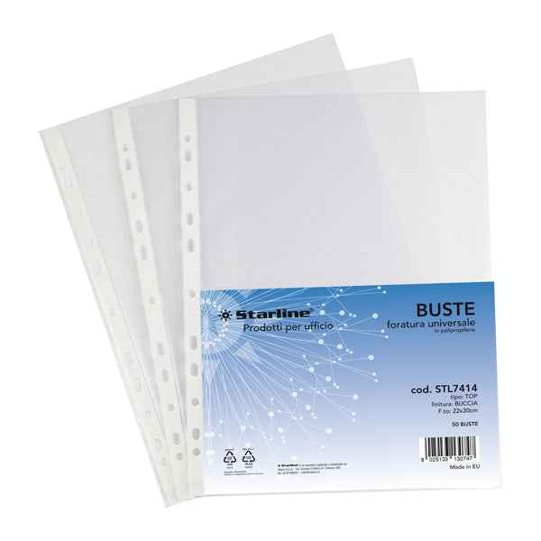 Buste forate Top - buccia - 22 x 30 cm - trasparente - Starline - conf. 50 pezzi
