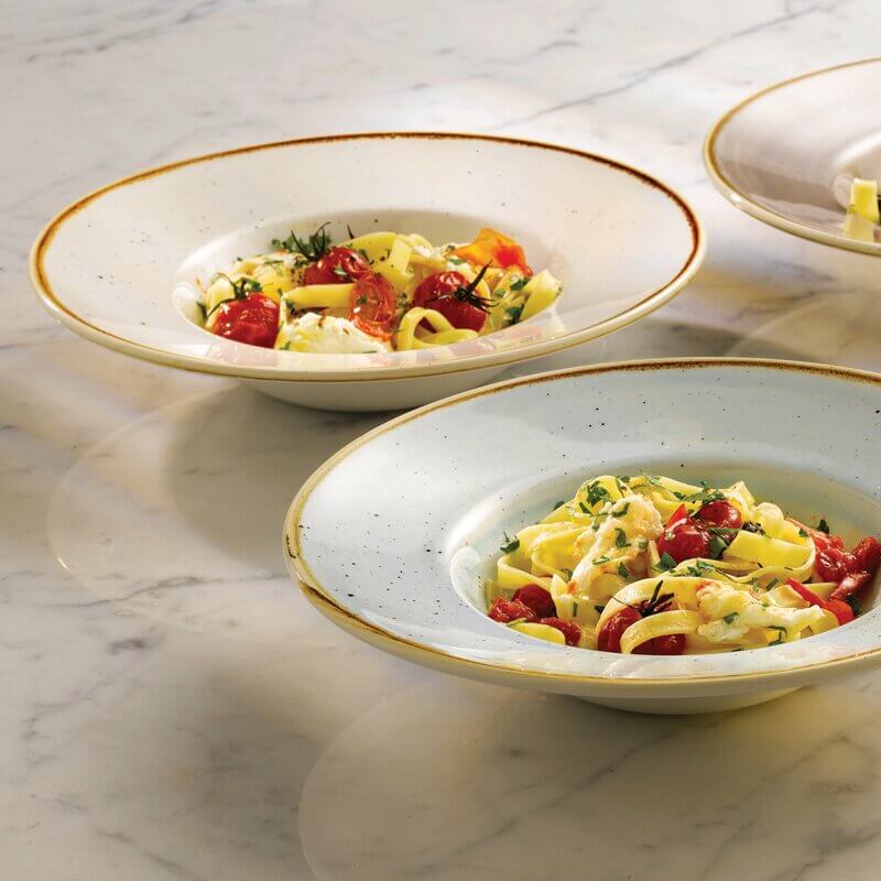 Churchill Stonecast Bianco Puntinato Piatto Pasta 28 cm 12 Pezzi
