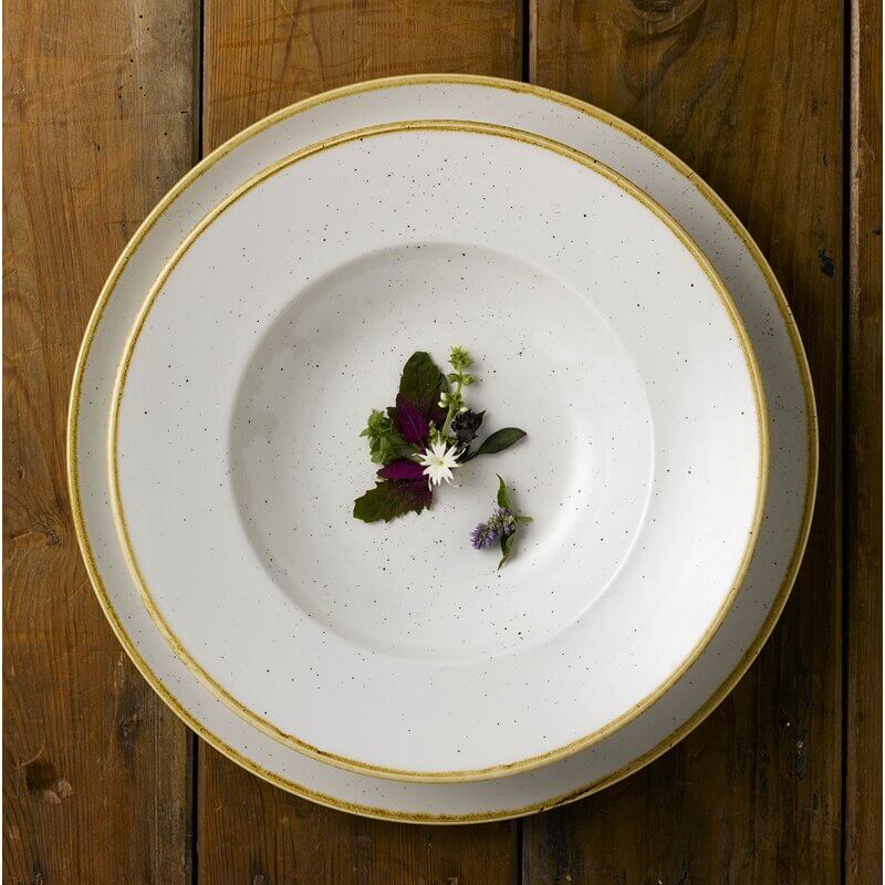 Churchill Stonecast Bianco Puntinato Piatto Pasta 28 cm 12 Pezzi
