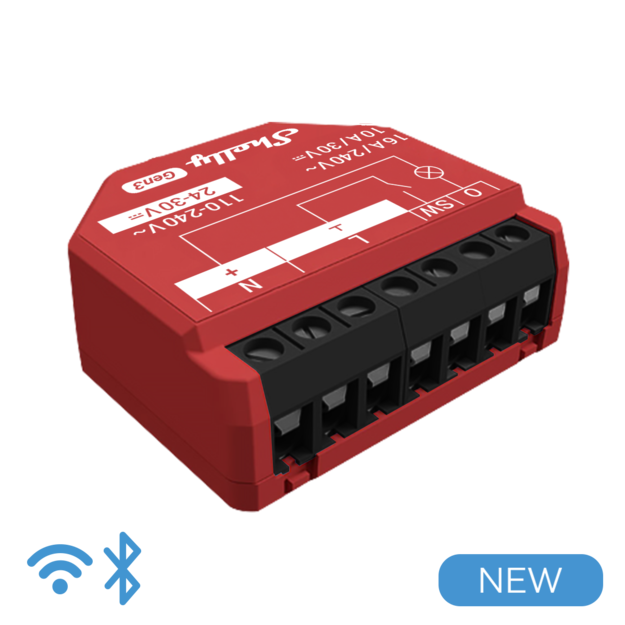 Shelly 1PM Gen3 - Smart Relay 16A AC/DC WiFi/BT/Matter PM
