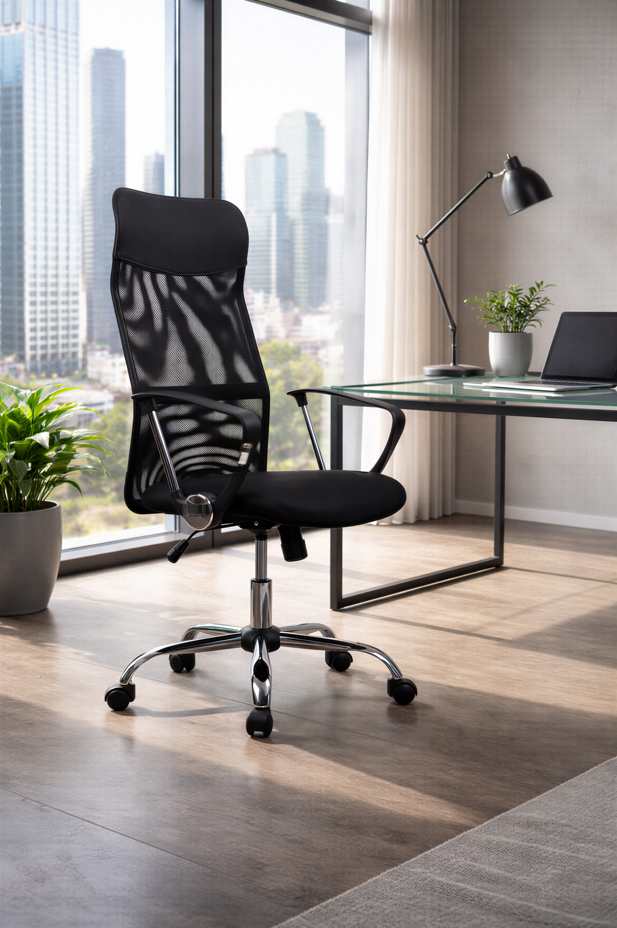 Powerlan Speedy Sedia da Ufficio in Rete Traspirante con Poggiatesta
