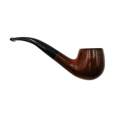 Pipa Gasparini Liscia Bent Billiard in radica finitura lucida bocchino metallico 3 mm