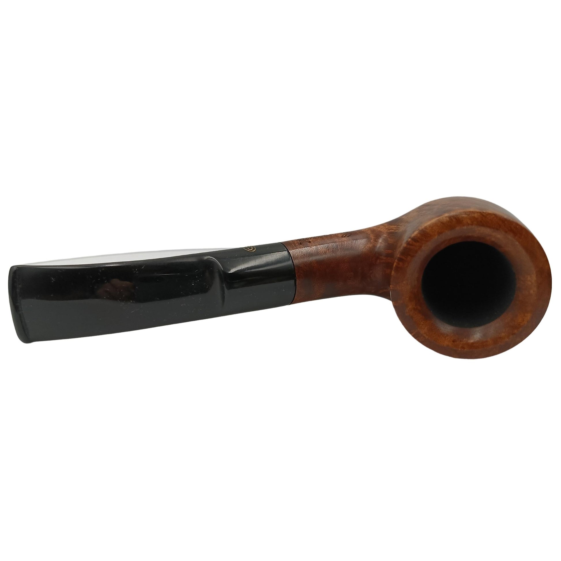 Dettaglio bocchino curvo Pipa Gasparini Walnut Bent Billiard 9mm