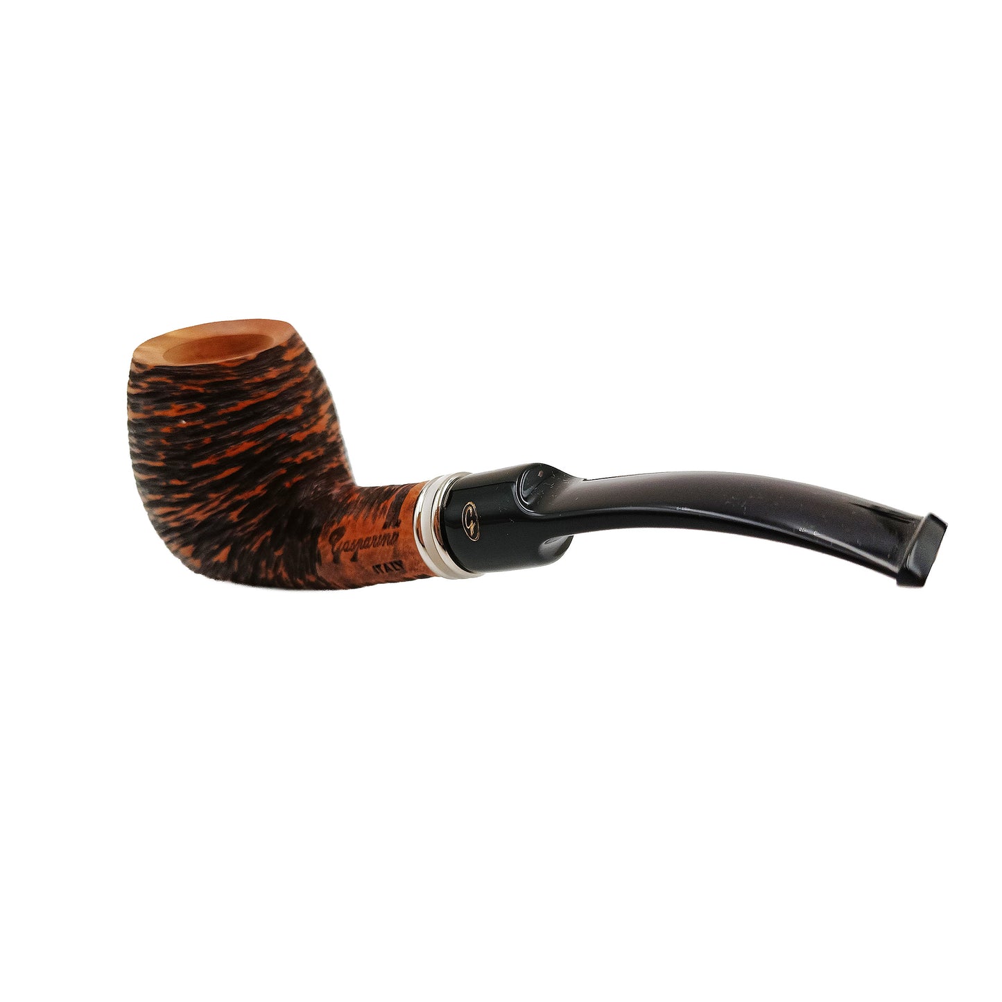 Dettaglio bocchino curvo Pipa Gasparini Vega Half Bent Apple Noce Chiaro