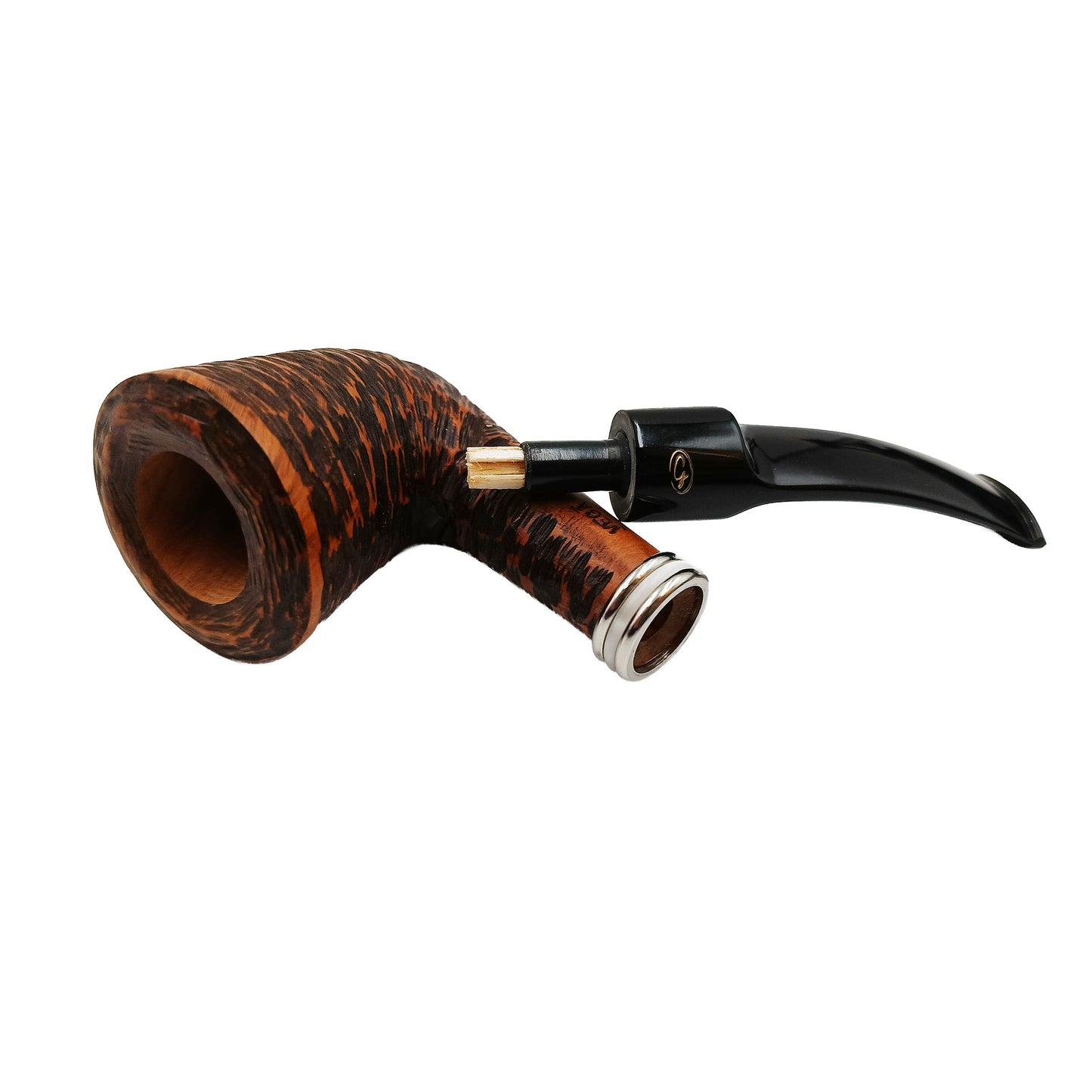Pipa Gasparini Vega Rusticata Half Bent Dublin Noce Chiaro con Veretta Argentata Madreperla e Bocchino 6 mm