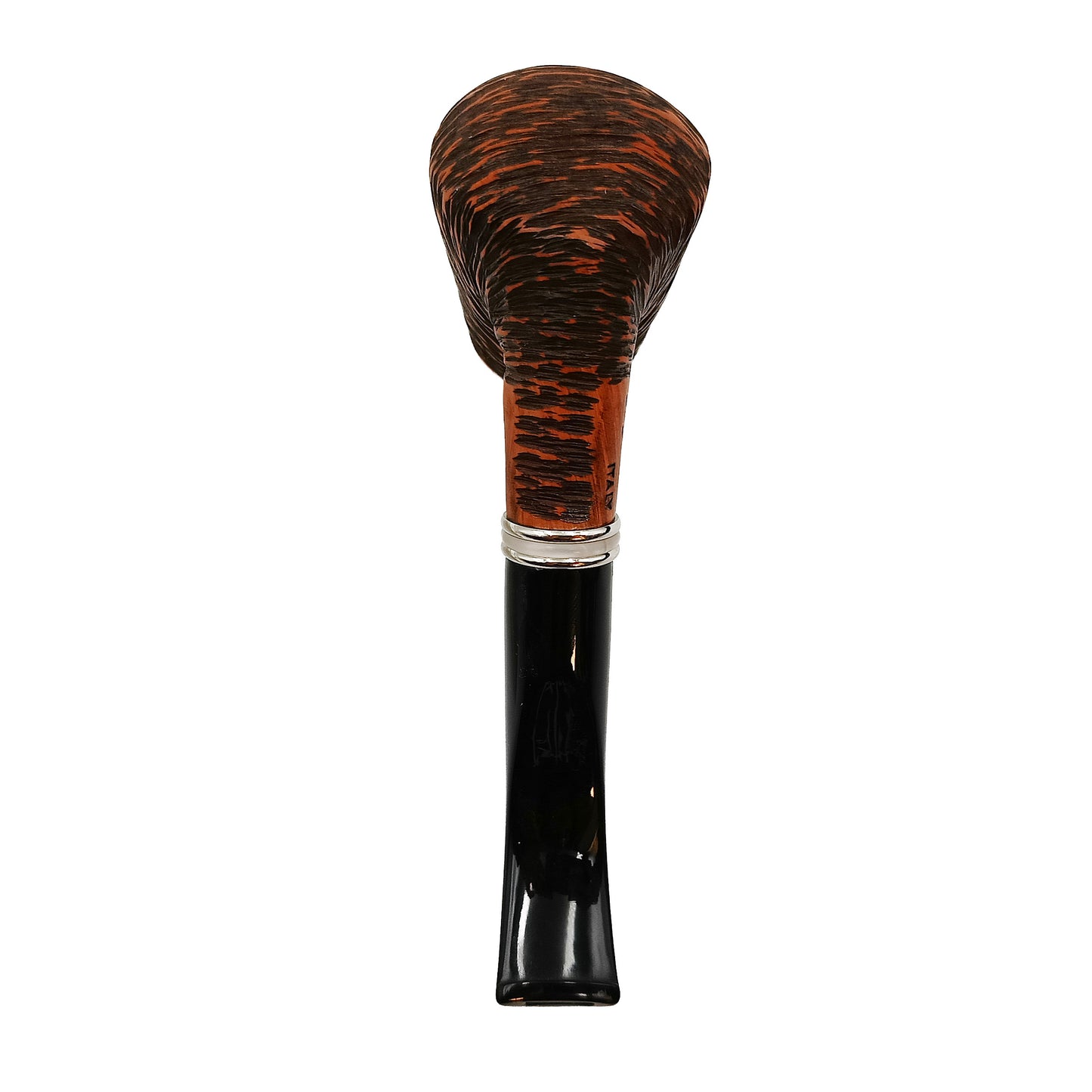 Pipa Gasparini Vega Rusticata Bent Brandy Noce Chiaro con Veretta Argentata Madreperla e Bocchino 6 mm