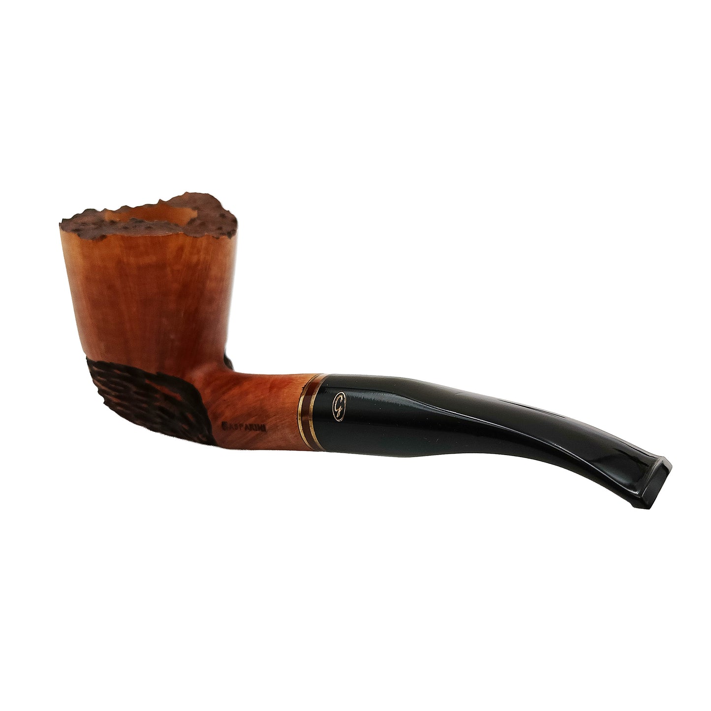 Pipa Gasparini Fatta a Mano Half Bent Dublin con Doppia Veretta Oro Madreperla e Bocchino 9 mm