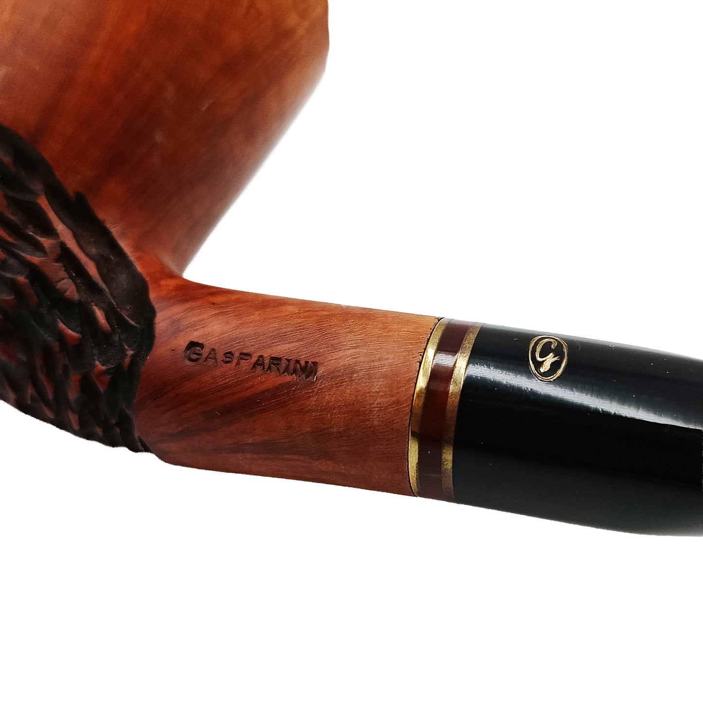 Pipa Gasparini Fatta a Mano Half Bent Dublin con Doppia Veretta Oro Madreperla e Bocchino 9 mm