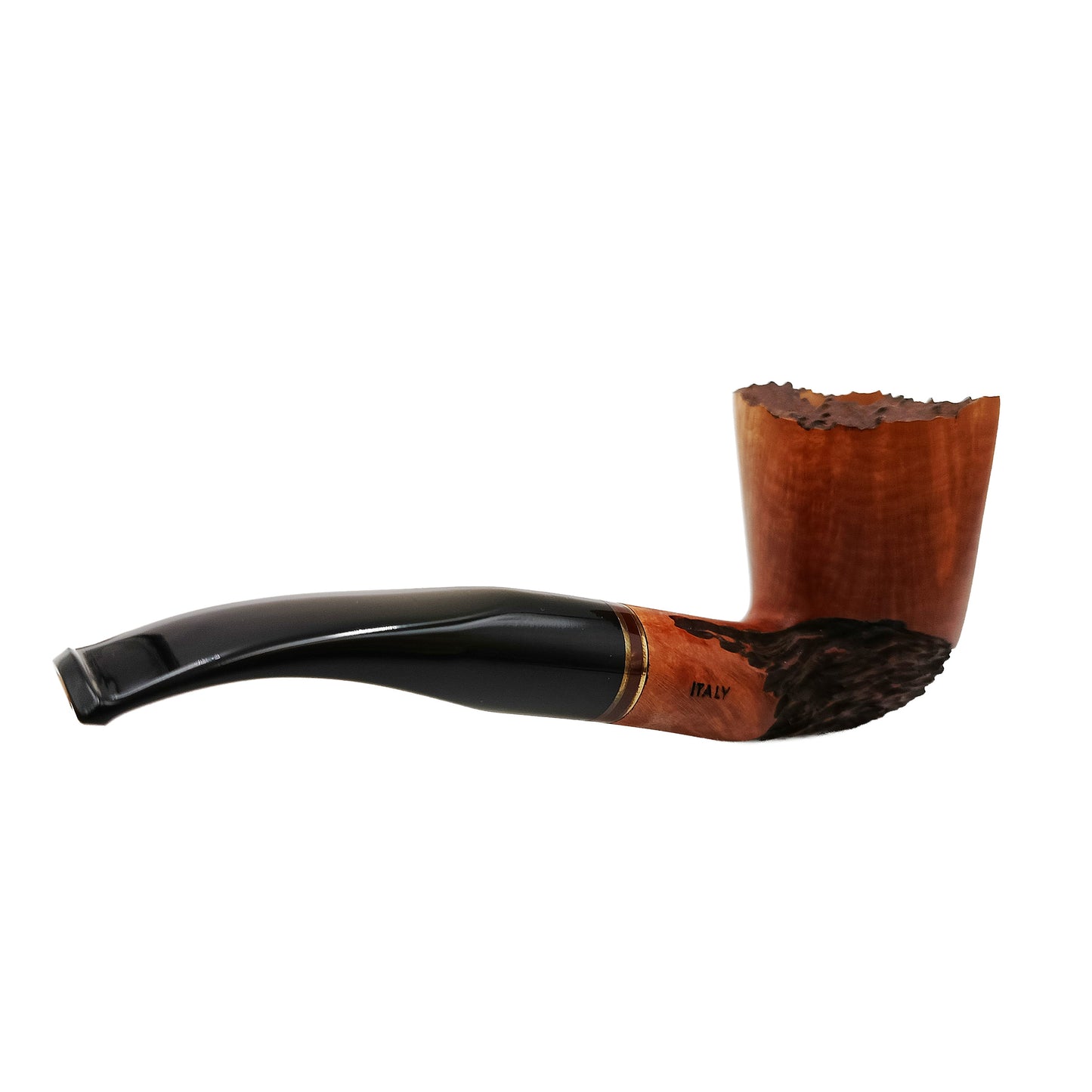 Pipa Gasparini Fatta a Mano Half Bent Dublin con Doppia Veretta Oro Madreperla e Bocchino 9 mm