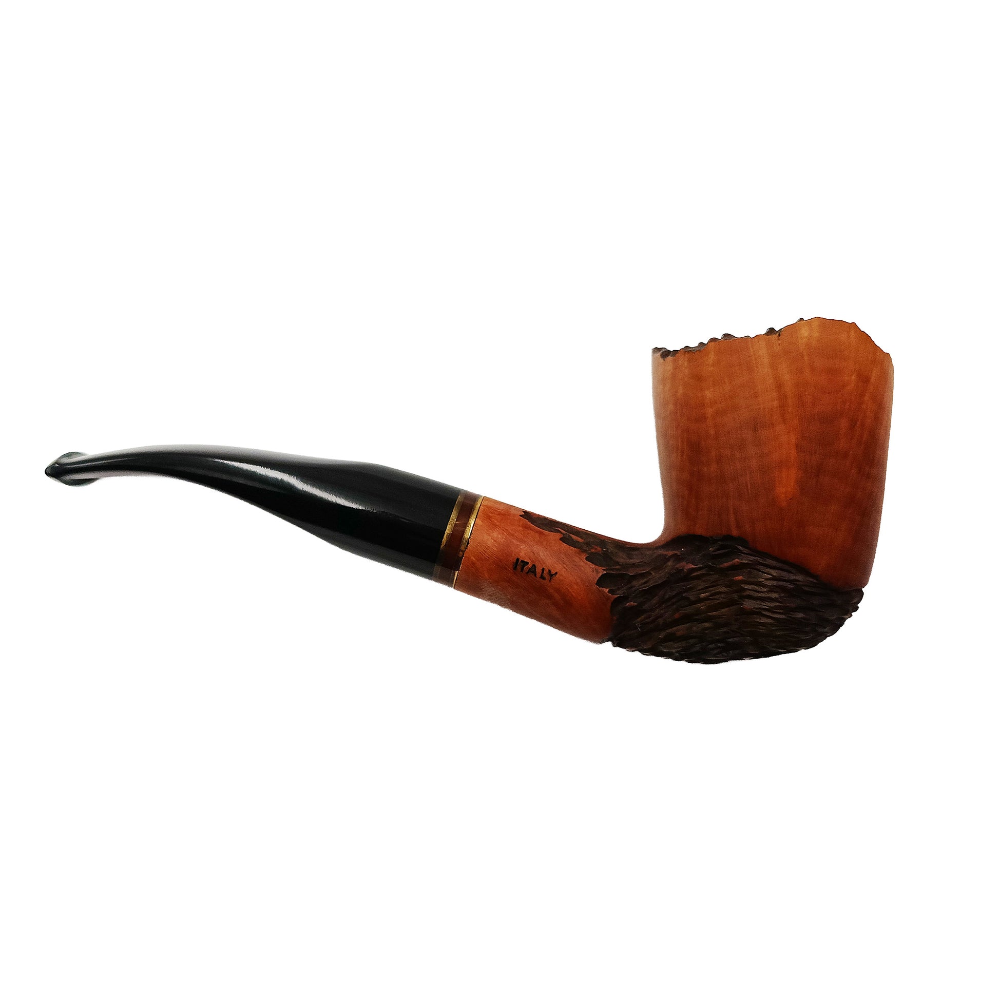 Pipa Gasparini Half Bent Dublin Fine Bruyere doppia veretta oro madreperla bocchino 9mm