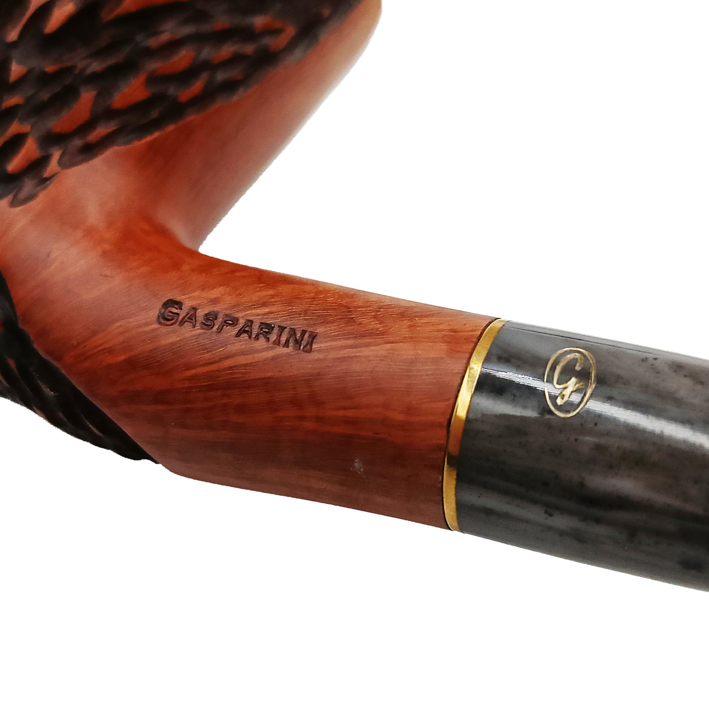 Pipa Gasparini Fatta a Mano Half Bent Dublin con Veretta Oro e Bocchino 9 mm
