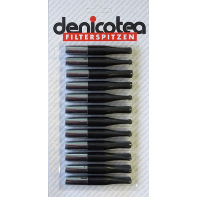 Bocchini Denicotea neri e argento 78 mm blister 12 pezzi, contrasto cromatico nero-argento