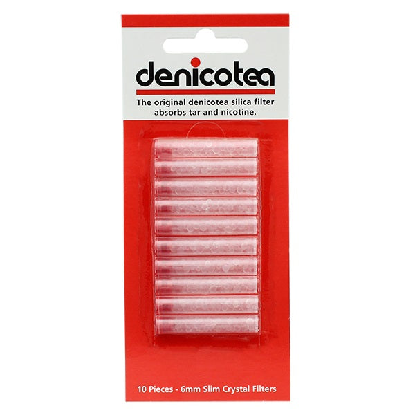 Denicotea Filtri Cristalli Silice 6mm 10pz per sigarette slim trasparenti