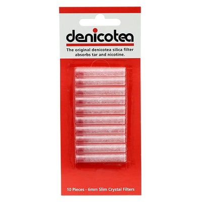 Denicotea Filtri Cristalli Silice 6mm 10pz per sigarette slim trasparenti
