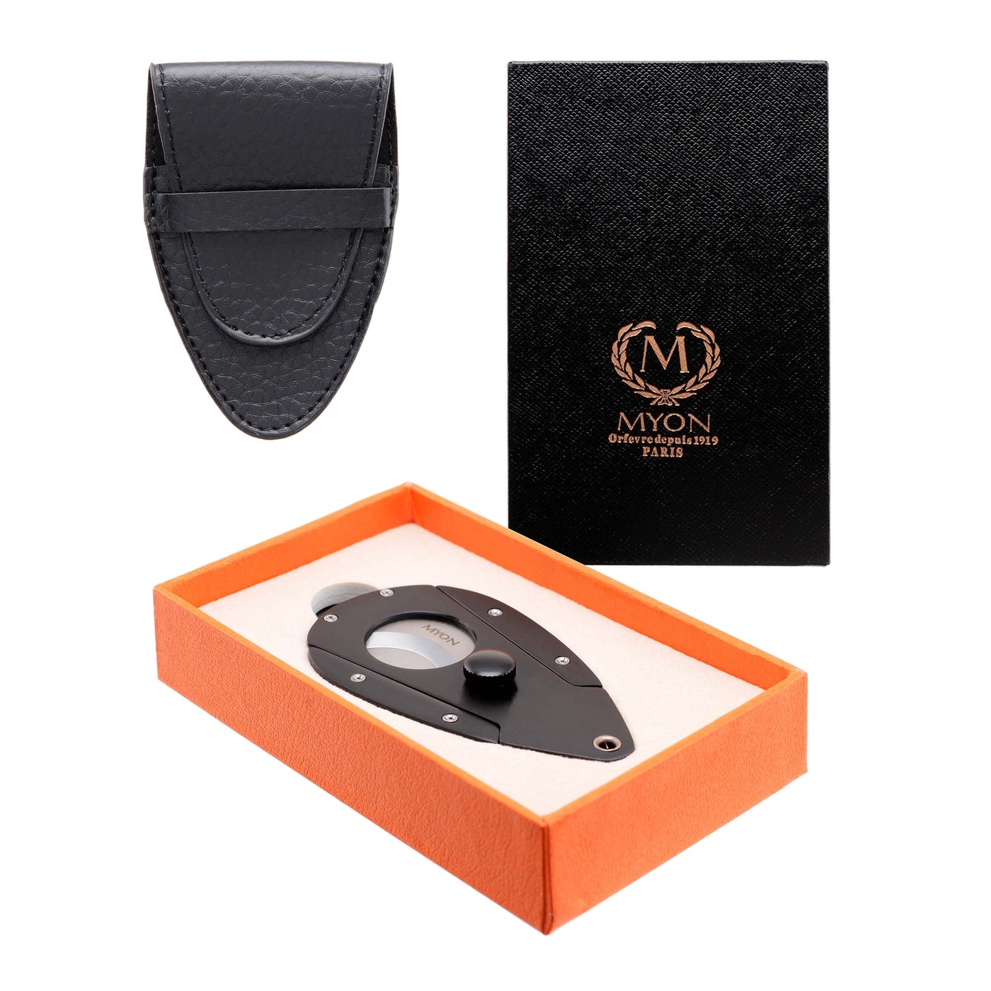 Tagliasigari Myon Racing Edition in Alluminio Nero con Custodia e Scatola Regalo - 1860212