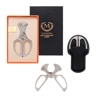 Forbice tagliasigari Myon acciaio inox con custodia in pelle