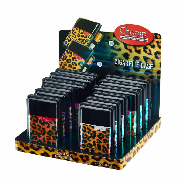 Porta sigarette lucido leopardo 12 pezzi assortiti 20 e 12 sigarette T05052