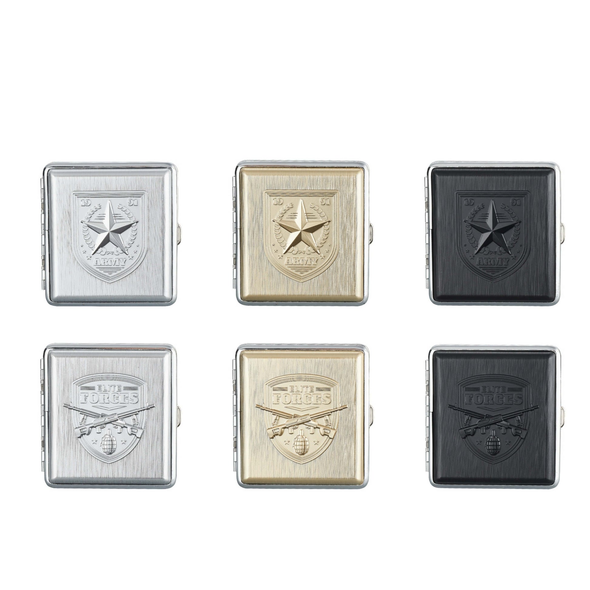 Porta sigarette metallo Army incisioni militari 9,2x9,8cm blocco clip T05053O