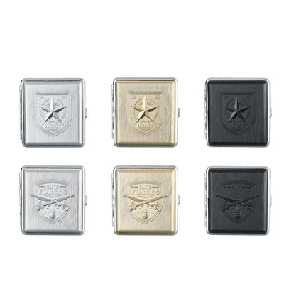 Porta sigarette metallo Army incisioni militari 9,2x9,8cm blocco clip T05053O