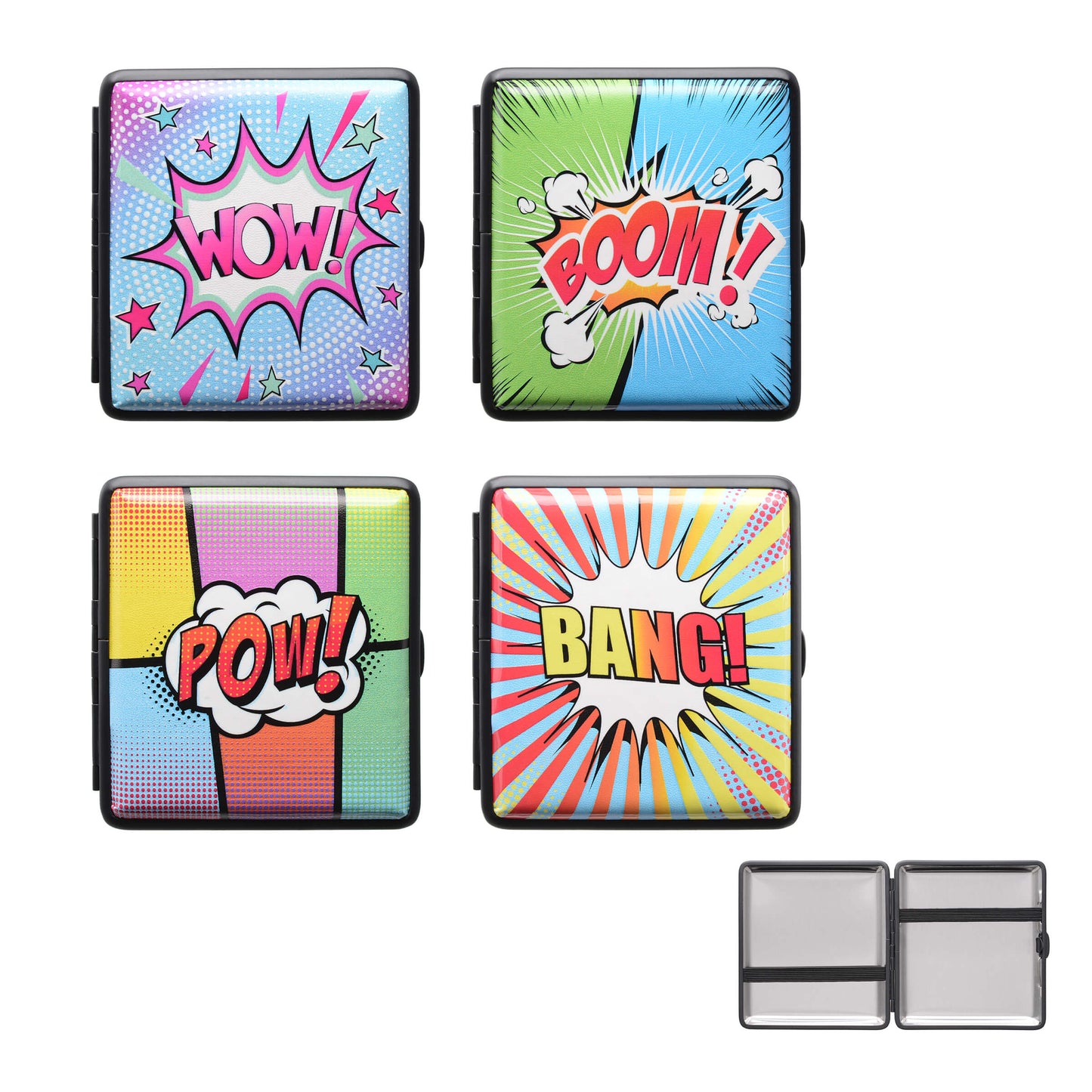 Portasigarette metallo cartoon design grafiche pop-art WOW BOOM T05245C