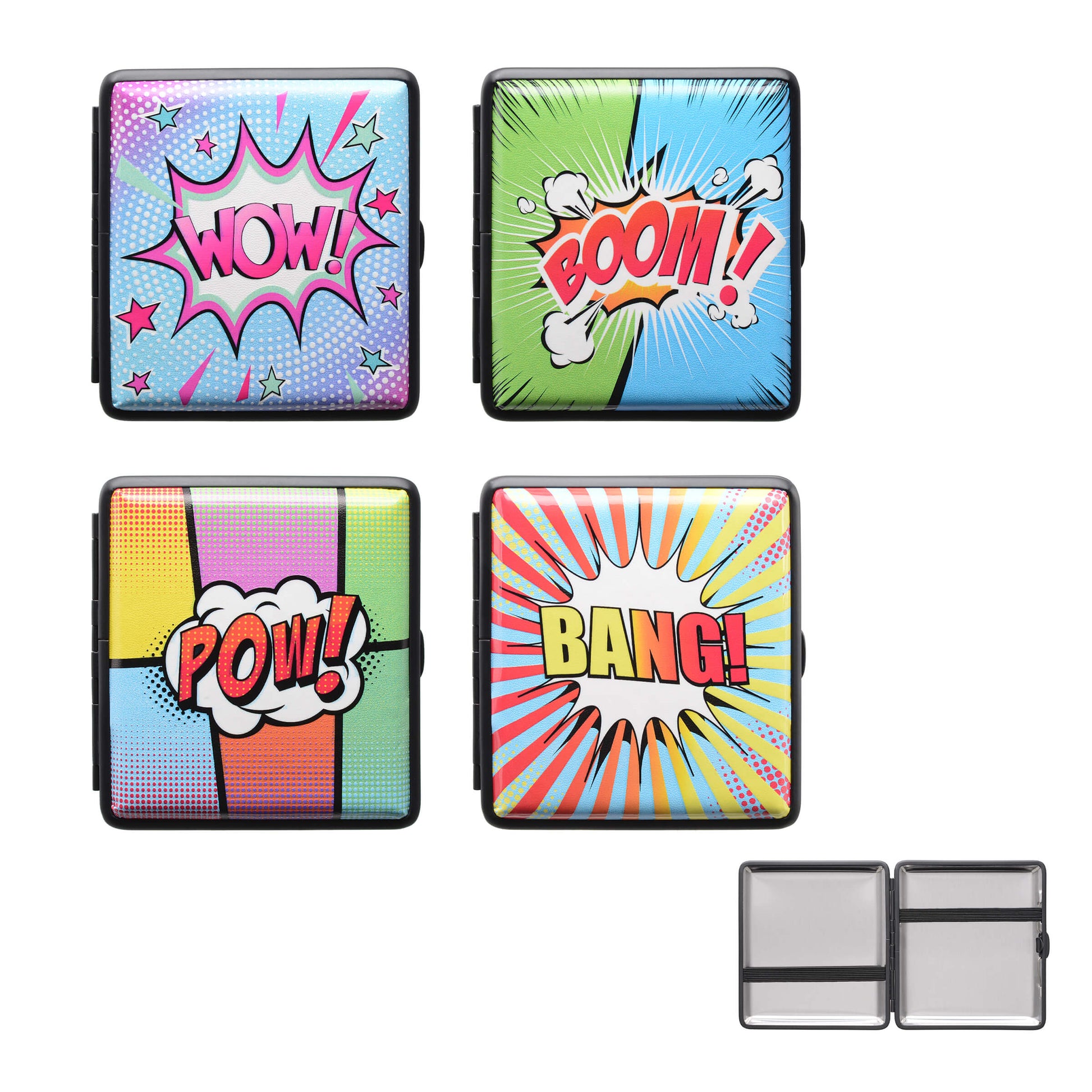 Portasigarette metallo cartoon design grafiche pop-art WOW BOOM T05245C