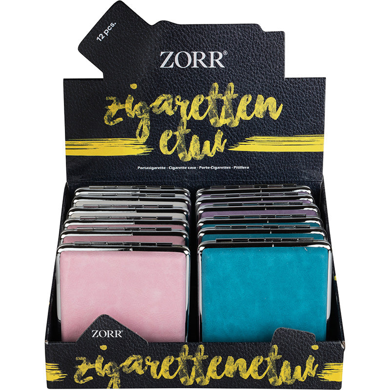 Portasigarette Zorr similpelle scamosciata rosa cipria azzurro lilla T052551