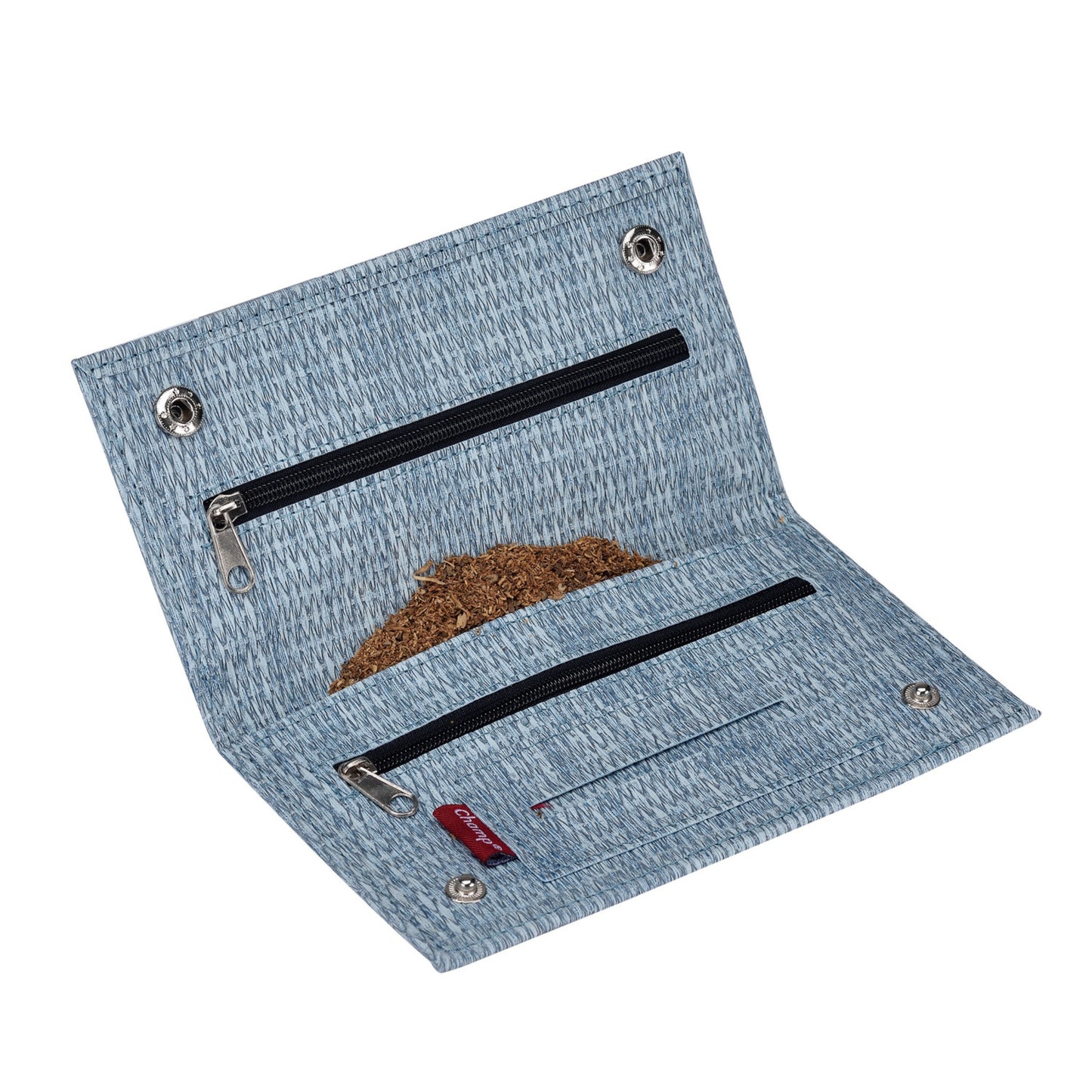 BORSA PORTA TABACCO EFFETTO LINO CON CHIUSURA A BOTTONI + 3 CERNIERE E PORTA CARTINE - 16x9cm - 40509070