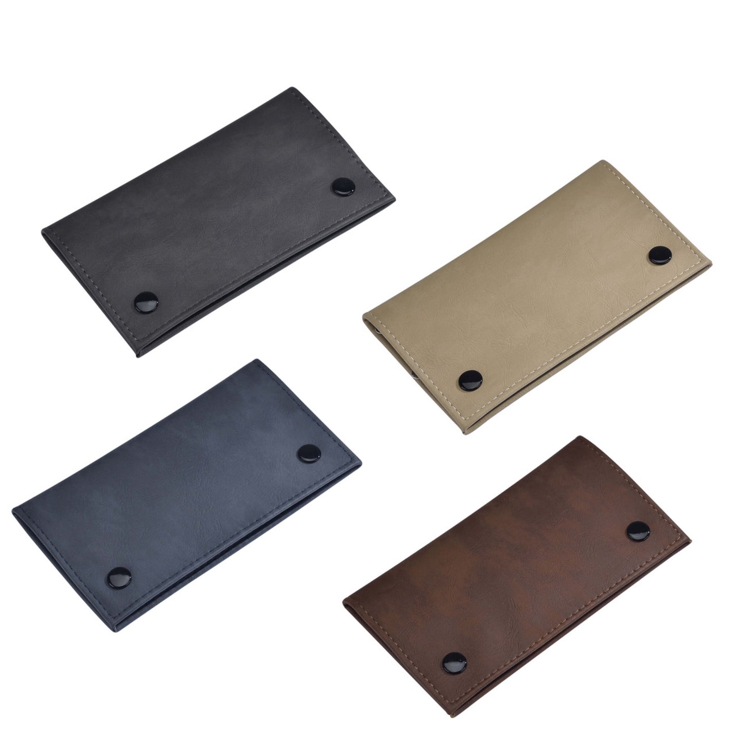 Borsa porta tabacco finta pelle 16,2x9cm 3 cerniere chiusura bottoni interno lattice