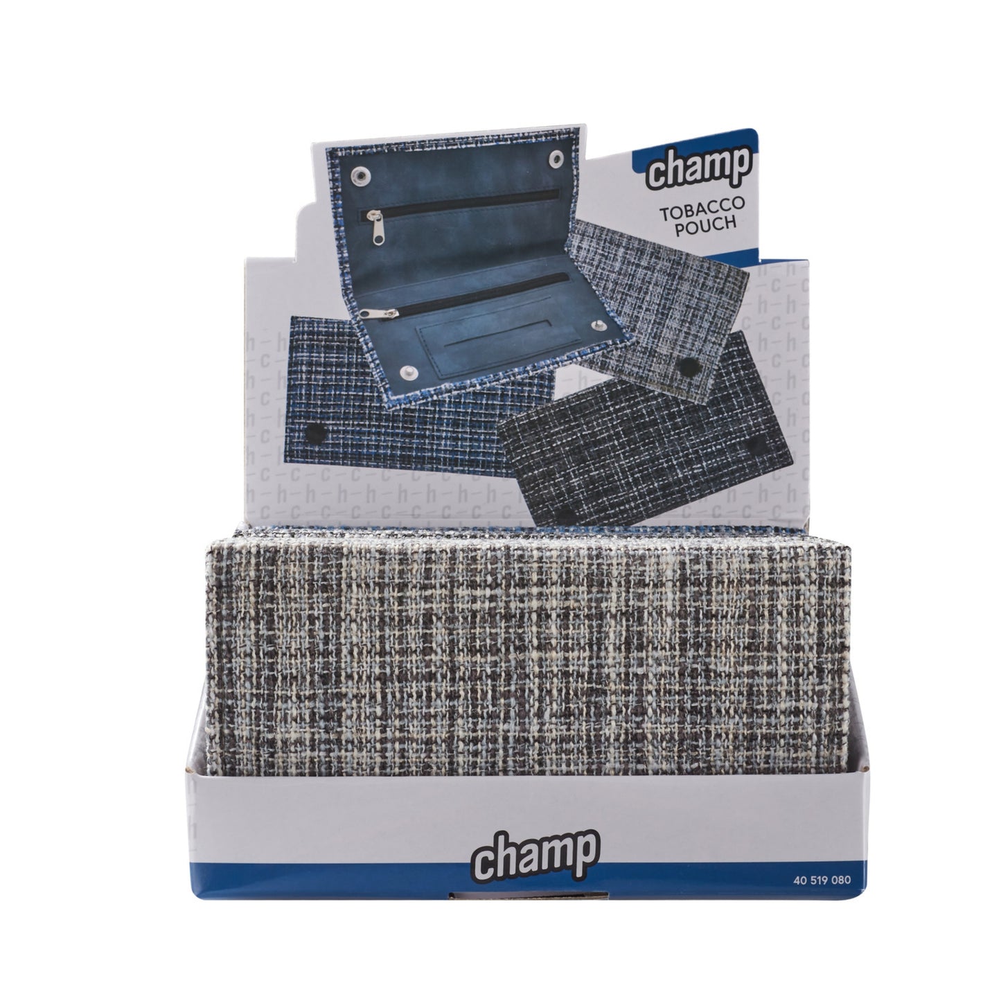 BORSA PORTA TABACCO IN TESSUTO TWEED CON CHIUSURA A BOTTONI + 3 CERNIERE E PORTA CARTINE - 16,4x9cm - 40519080