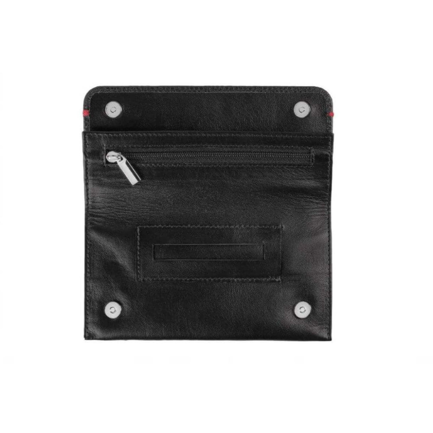 BORSA PORTA TABACCO ZIPPO IN VERA PELLE NAPPA NERA BI FOLD CON CHIUSURA A BOTTONI MAGNETICI