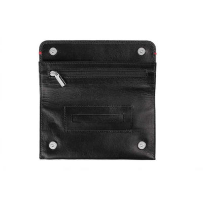 BORSA PORTA TABACCO ZIPPO IN VERA PELLE NAPPA NERA BI FOLD CON CHIUSURA A BOTTONI MAGNETICI