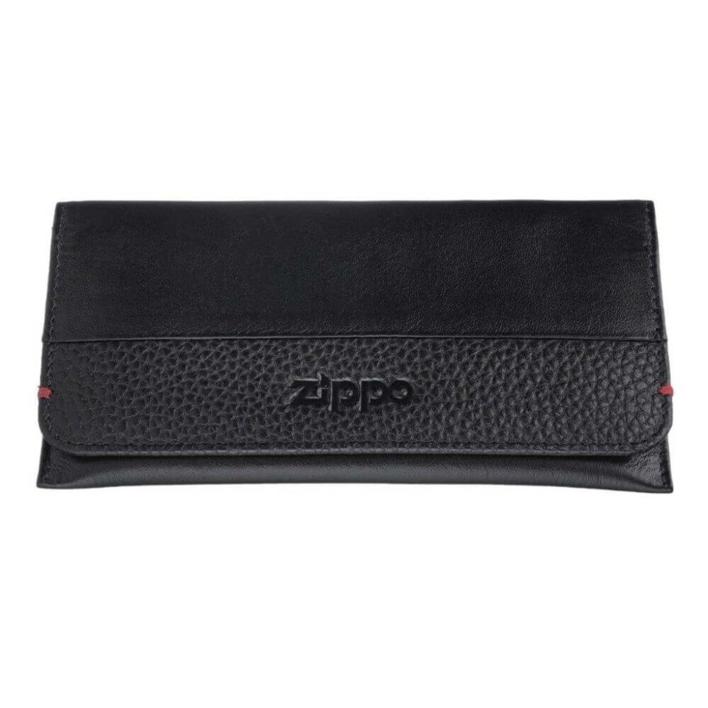 BORSA PORTA TABACCO ZIPPO IN VERA PELLE NAPPA NERA BI FOLD CON CHIUSURA A BOTTONI MAGNETICI