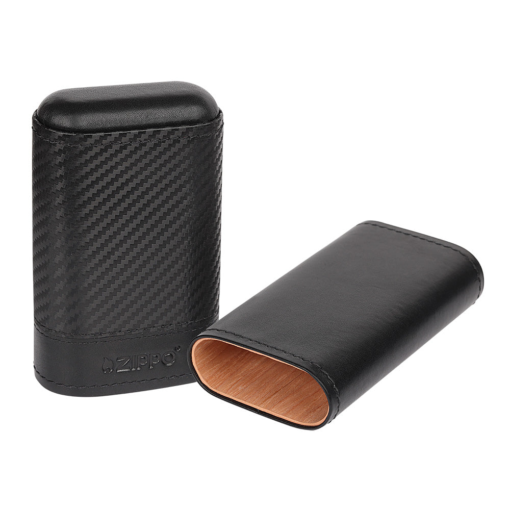 Portasigari Zippo pelle fibra carbonio nero struttura rigida T06115E