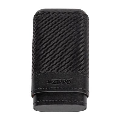 Portasigari Zippo vera pelle fibra carbonio nero 3 sigari interno rivestito T06115E