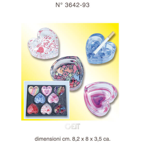 POSACENERE VETRO 'GLASS HEART' 3642-93