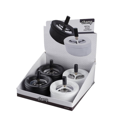 Posacenere Champ 11 cm in metallo bianco e nero, design minimalista