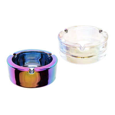 Posacenere Atomic vetro D.85mm placcato finitura rainbow perla T07297H
