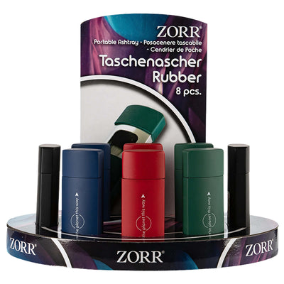 Posacenere tascabile Zorr con superficie gommata compatto