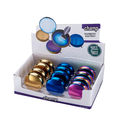 Dettaglio posacenere tascabile Champ Rainbow finitura metallizzata