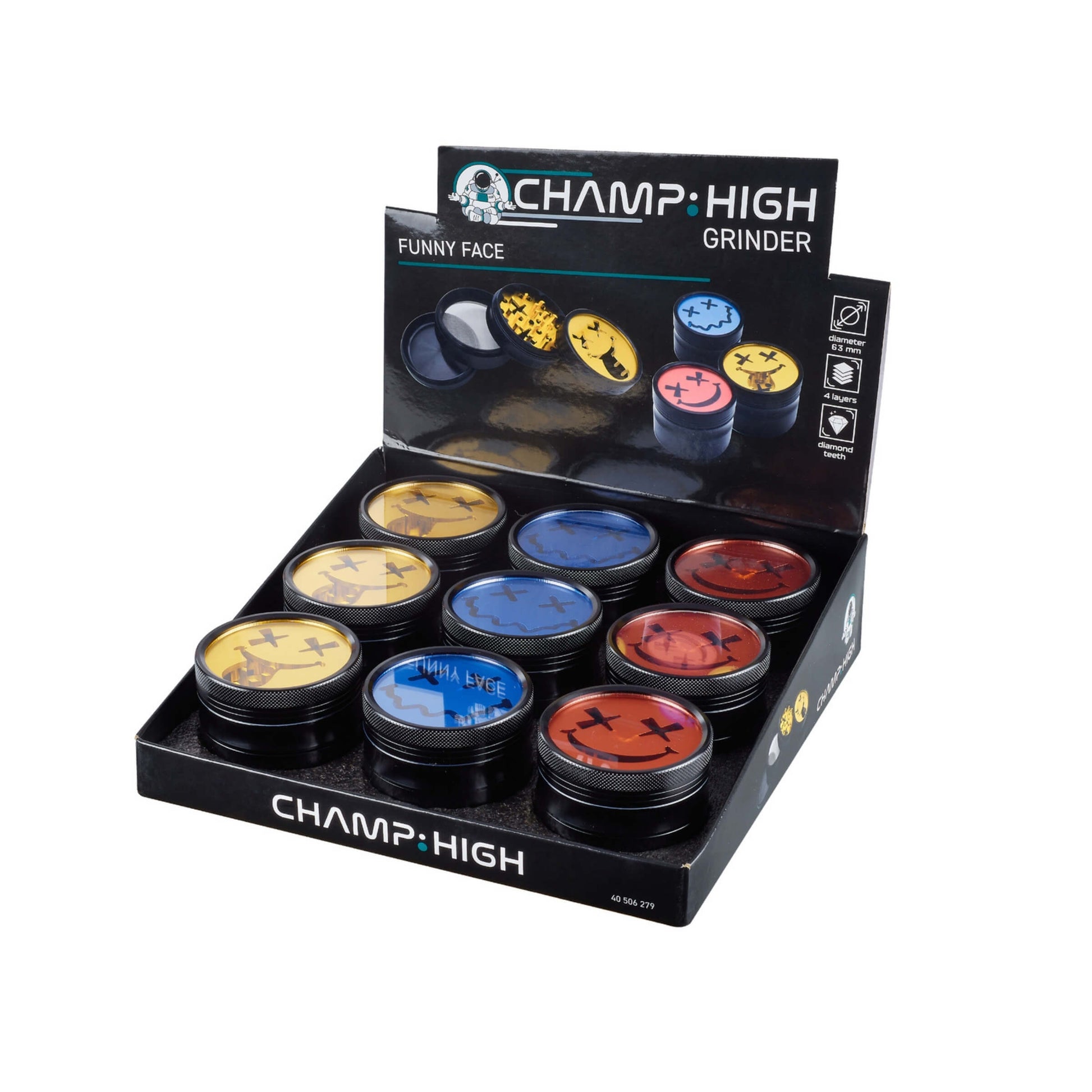 Grinder Champ High Funny Face 63mm 4 parti design colorato accattivante