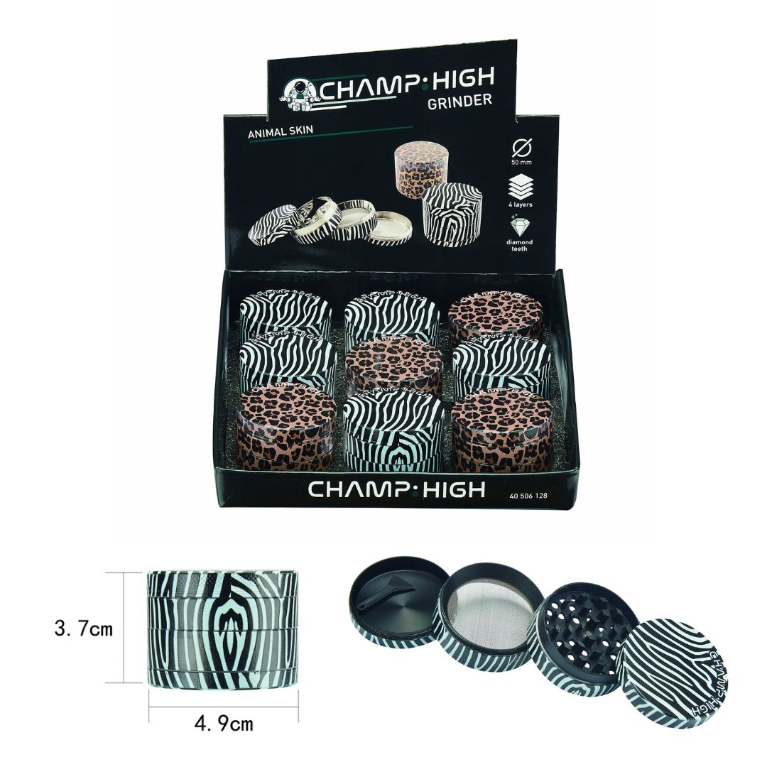 Grinder Animal Skin 50mm 4 parti finitura decorata varianti grafiche