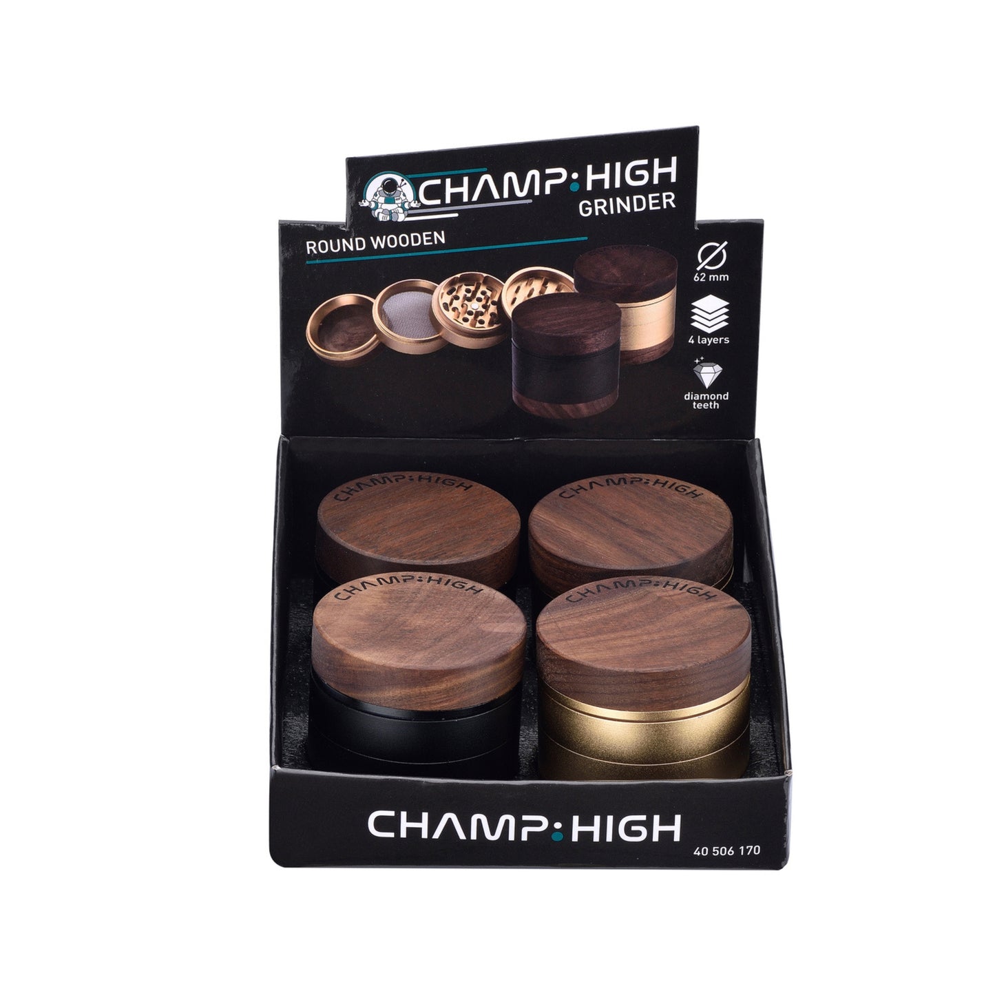 GRINDER ROUND WOODEN 62mm 4 PARTI - 40506170