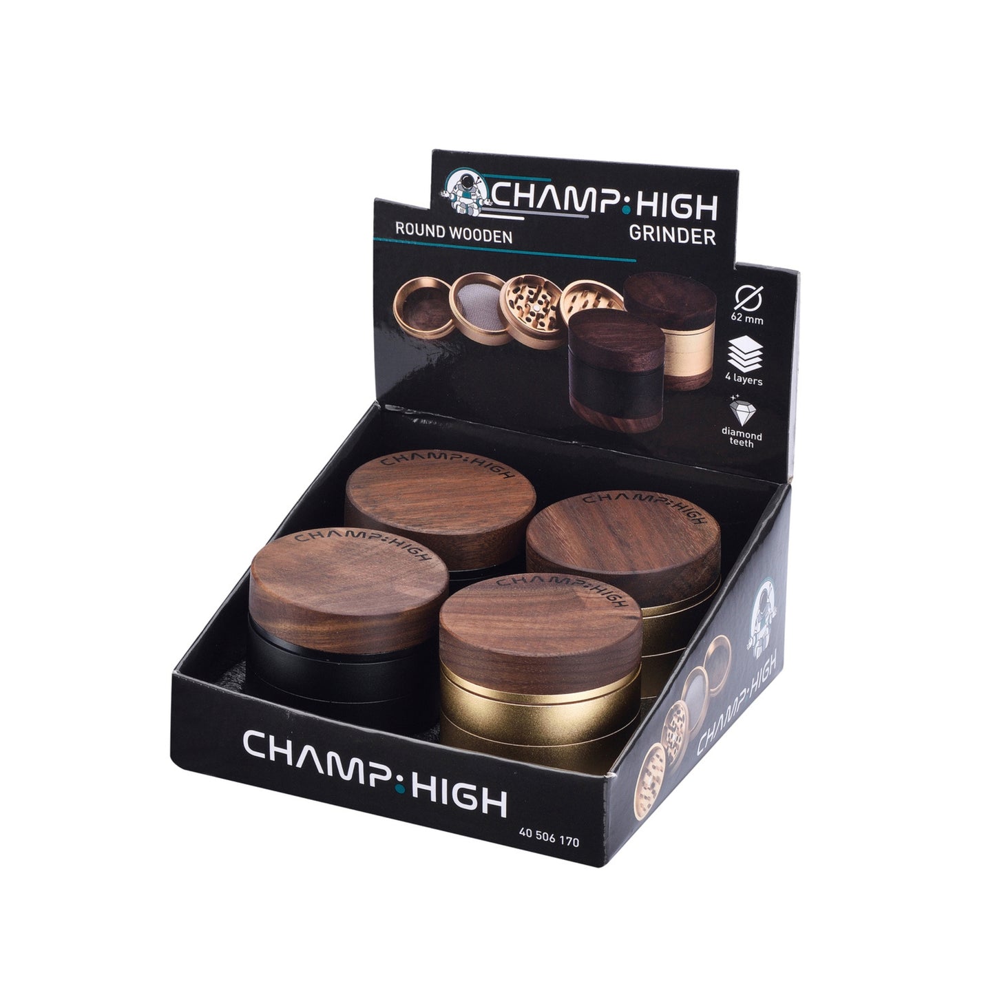 GRINDER ROUND WOODEN 62mm 4 PARTI - 40506170
