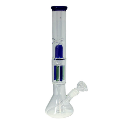 Bong Coney Ice vetro trasparente 38 cm con lavorazioni interne blu e verde diametro 9 mm