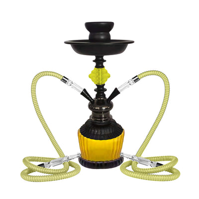 Narghilè 33cm 2 tubi con base vetro satinato giallo frosty