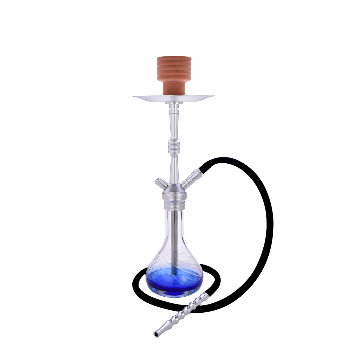 Champ Al Malik Oulmes Narghilè in Alluminio Blu 55 cm con Sistema Push & Plug e Click Closing