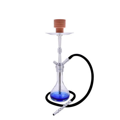 Champ Al Malik Oulmes Narghilè in Alluminio Blu 55 cm con Sistema Push & Plug e Click Closing